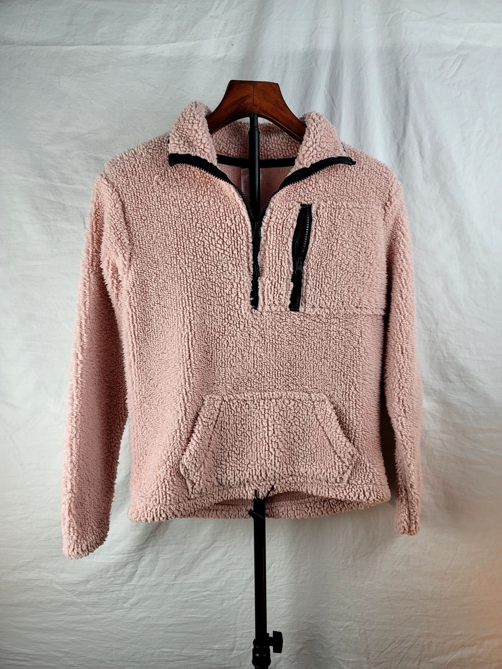No Boundaries Dusty Pink Sherpa Quarter Zip Pullover - XS